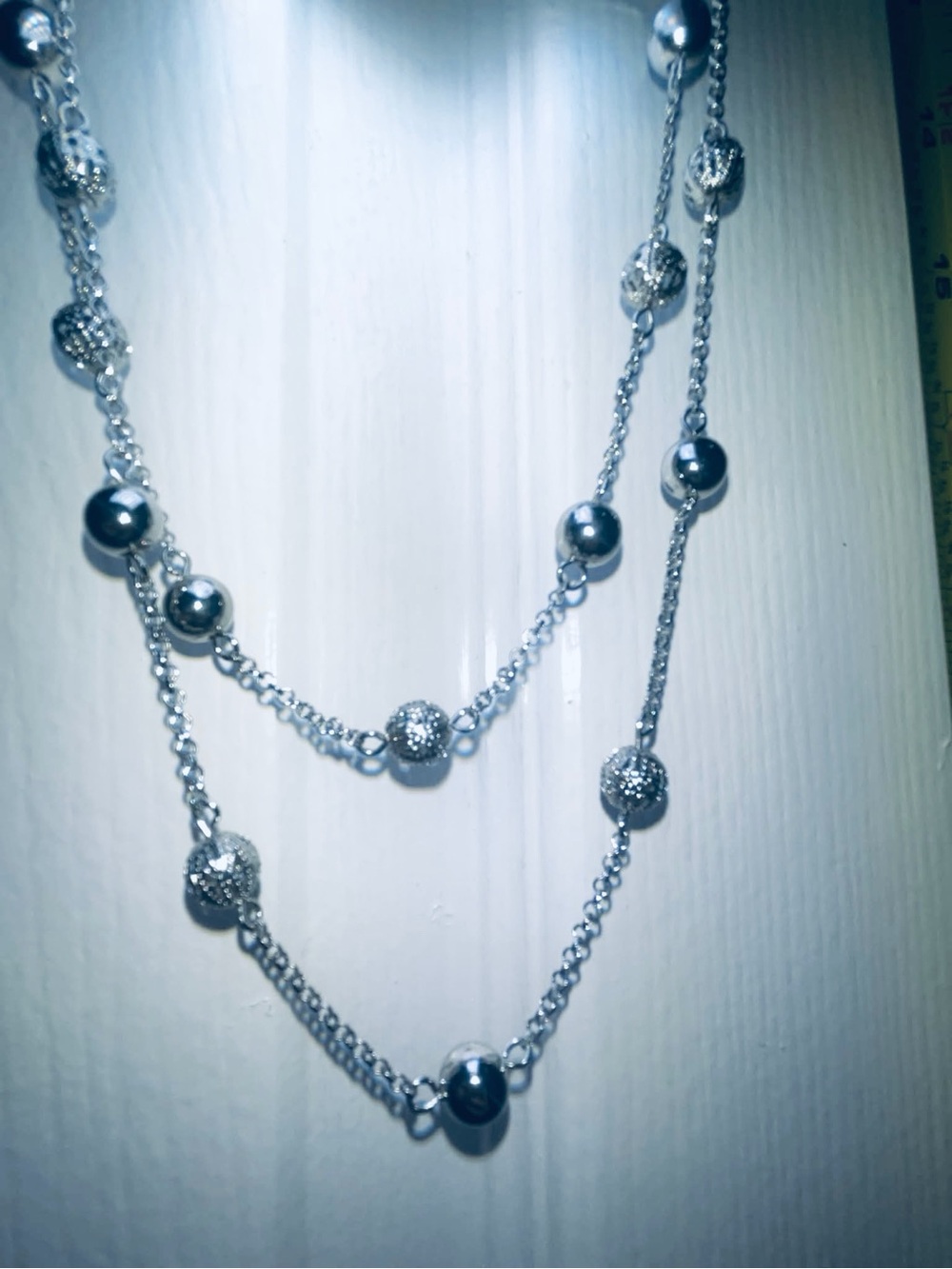 Elegant Silver Beaded Layered Necklace